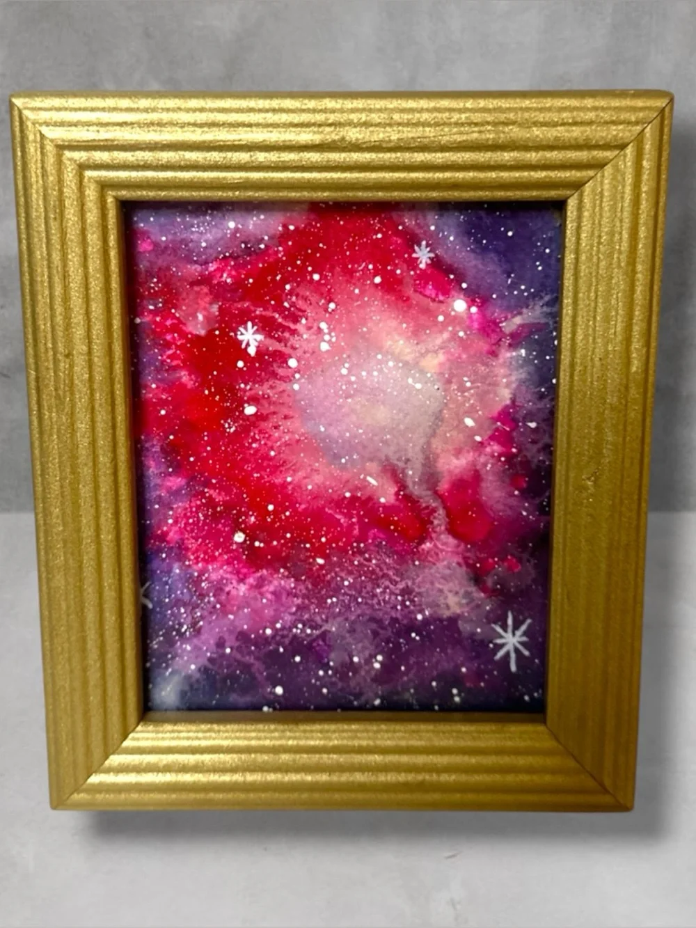 FRAMED WATERCOLOR GALAXY Abstract Space Painting CAB5